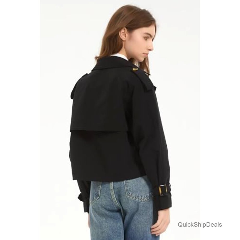 Cropped Trench Jacket Lightweight Polyester Blaze… - image 6